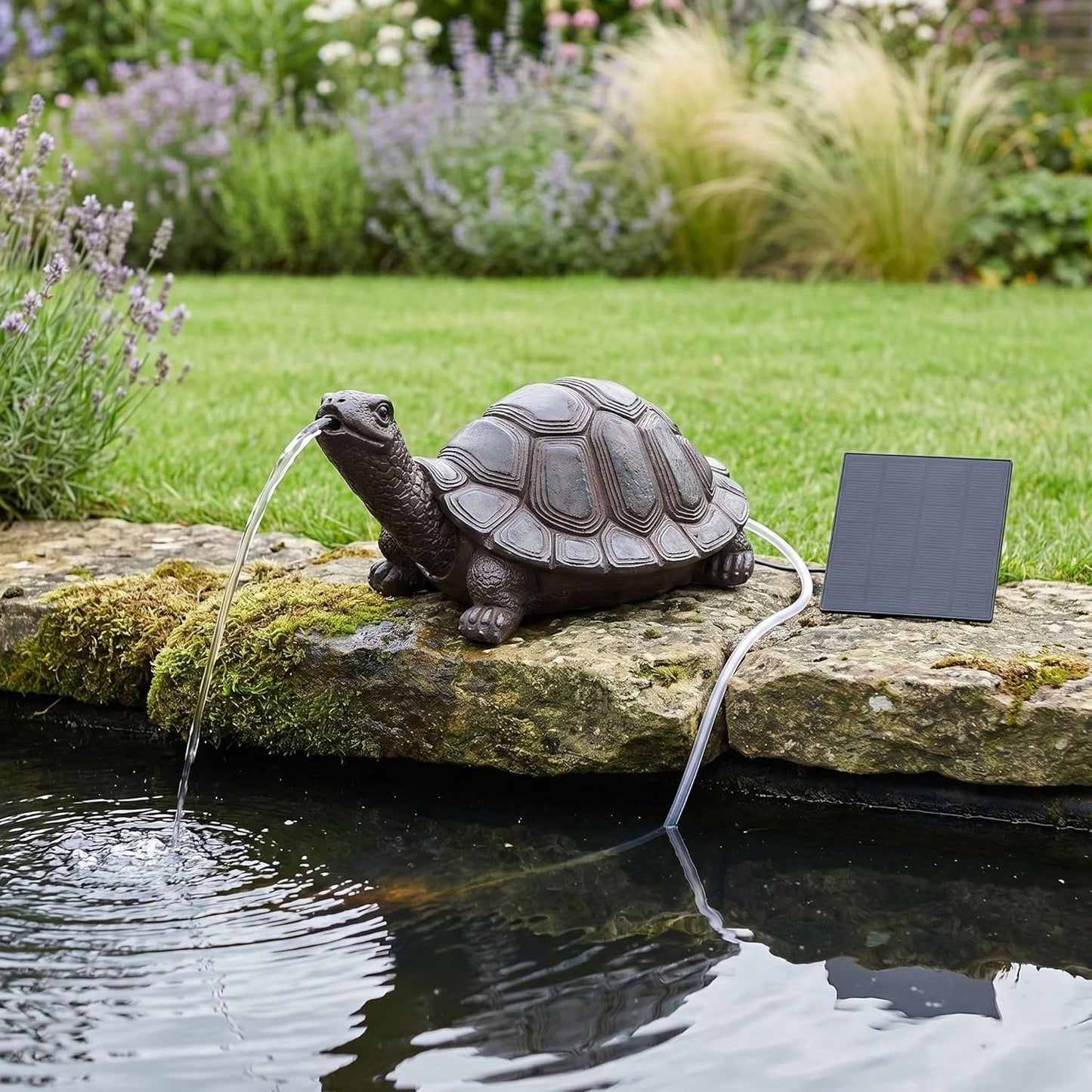 Solar-Wasserspeier Schildkröte mit Pumpe (Polyresin)