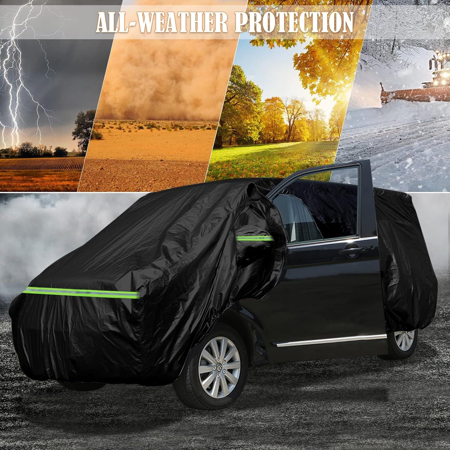Autoabdeckung für VW T5 T6 LWB, Wetterfest UV-beständig, Schwarz, Maßgeschneidert für VW T5 T6 LWB, L530(490–530cm)