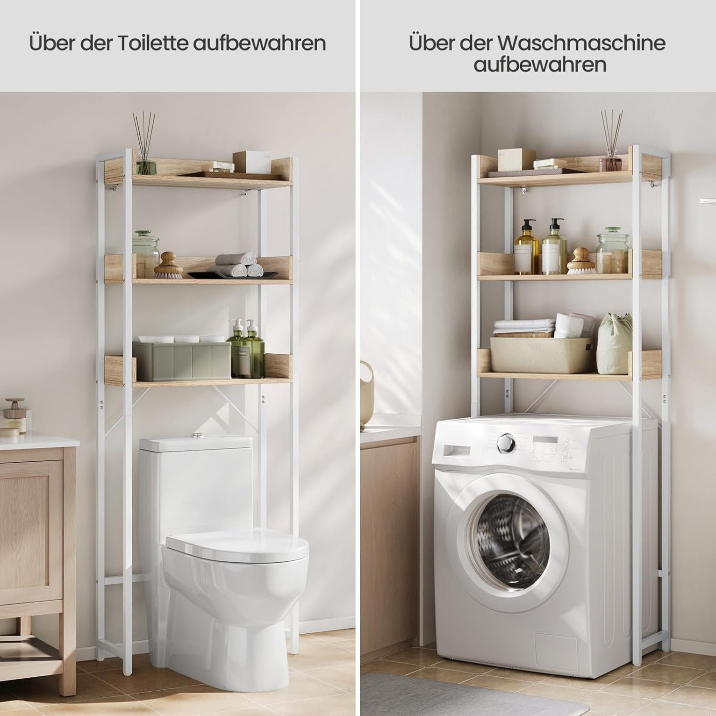 Waschmaschinenregal mit 3 Ablagen, platzsparend