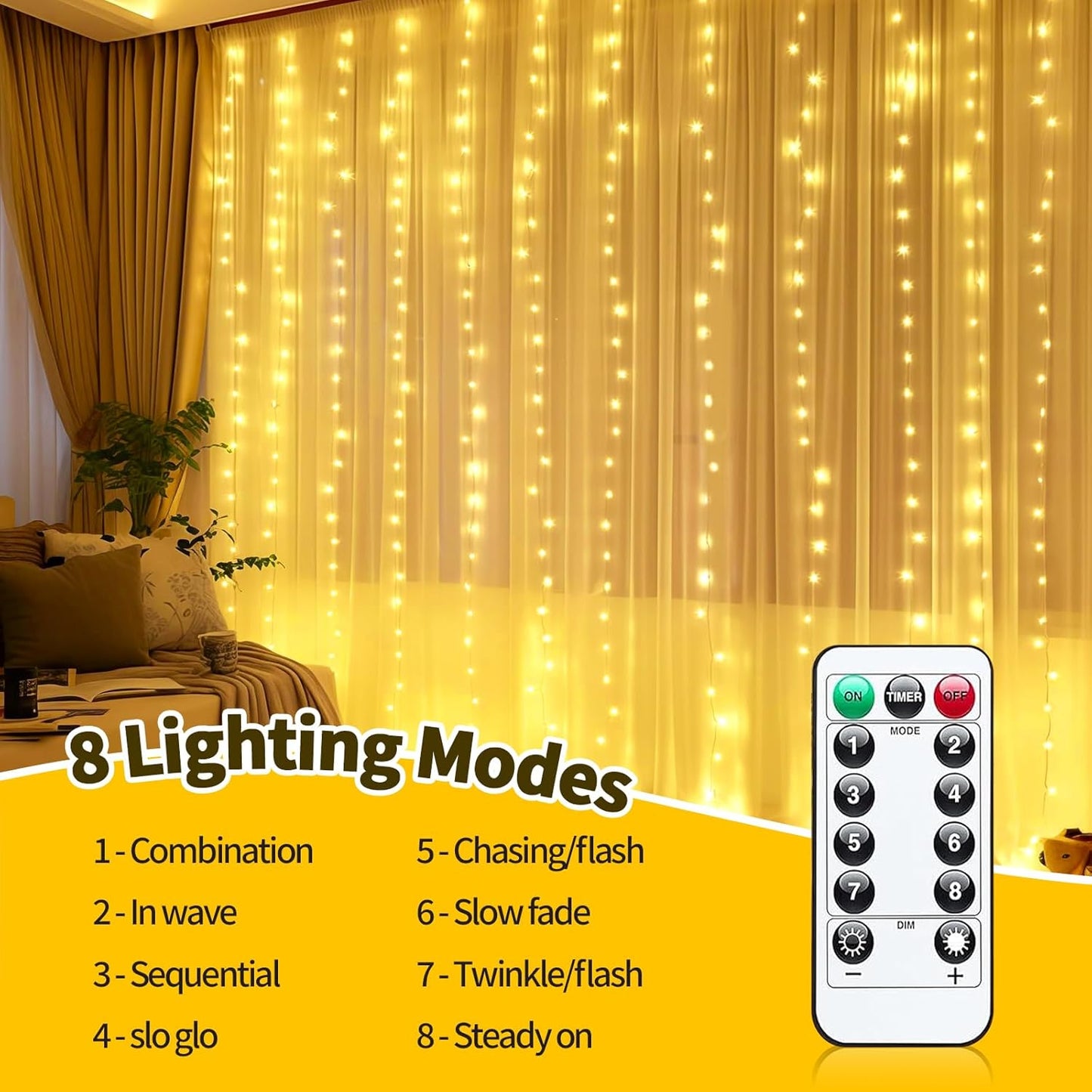 LED Lichtervorhang 2x2m mit Fernbedienung, 2*2 Lichtervorhang