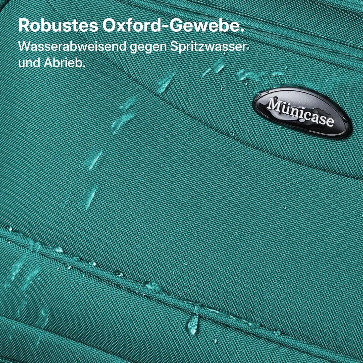 Erweiterbarer Stoffkoffer mit Frontfächern, Türkis Koffer M (55 cm) erweiterbar