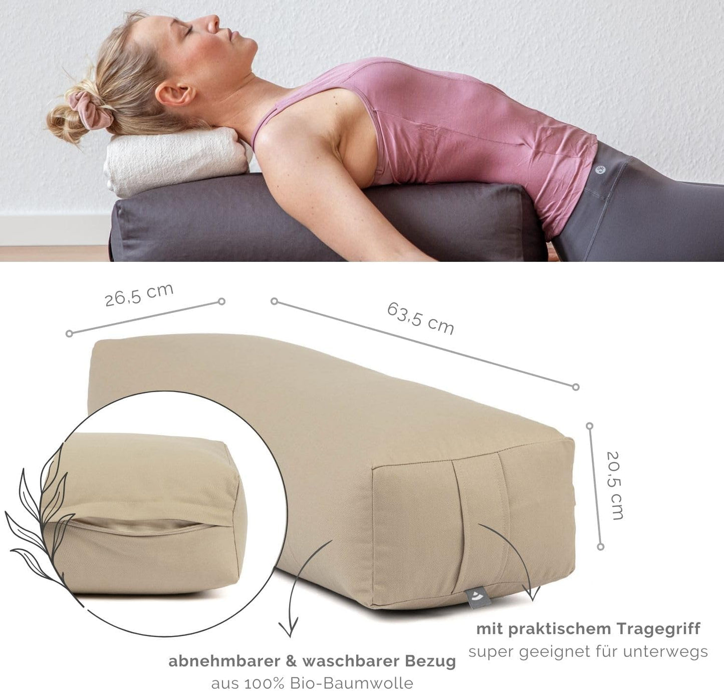 Yoga Bolster, light taupe