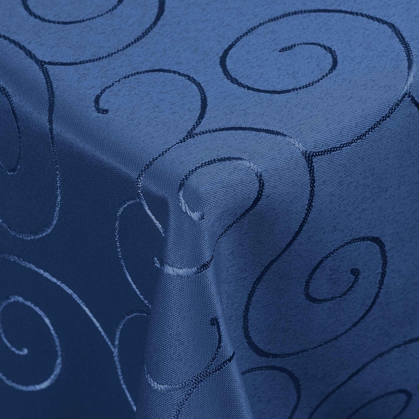 Tafeldecke mit Ornament-Stickerei, 130 x 340 cm (Eckig) Dunkelblau