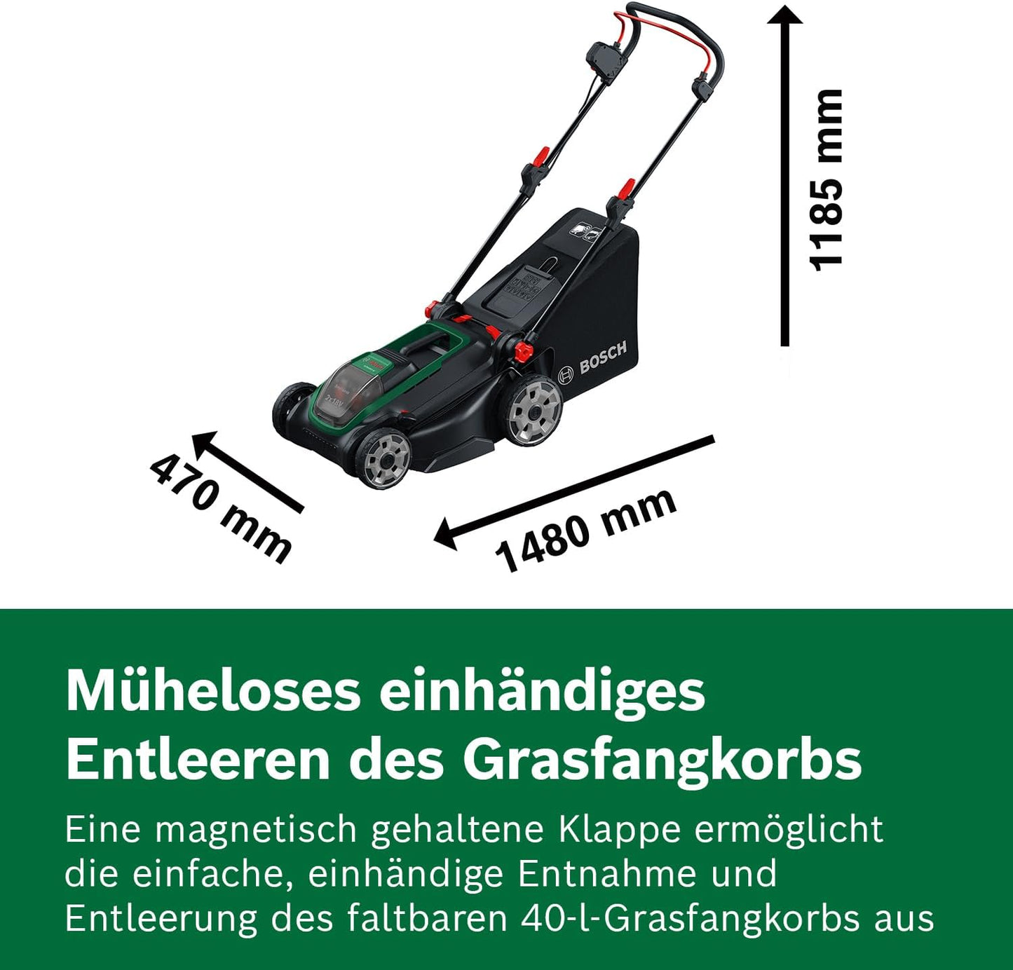 Akku-Rasenmäher Rotak 18V (inkl. 2 Akkus, Ladegerät), 2 Akkus + 1 Ladegerät