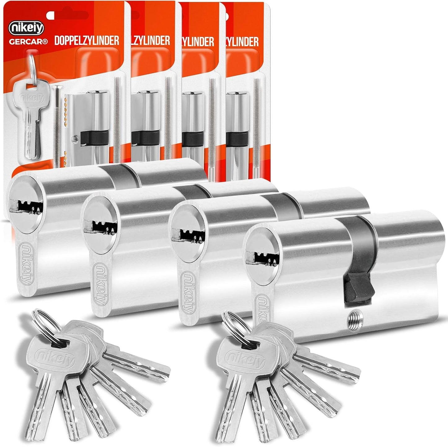 Profilzylinder-Set 90 mm (4 Stück, gleichschliessend), 90 mm 45/45 Profilzylinder 4er Set (Gleichschliessend)
