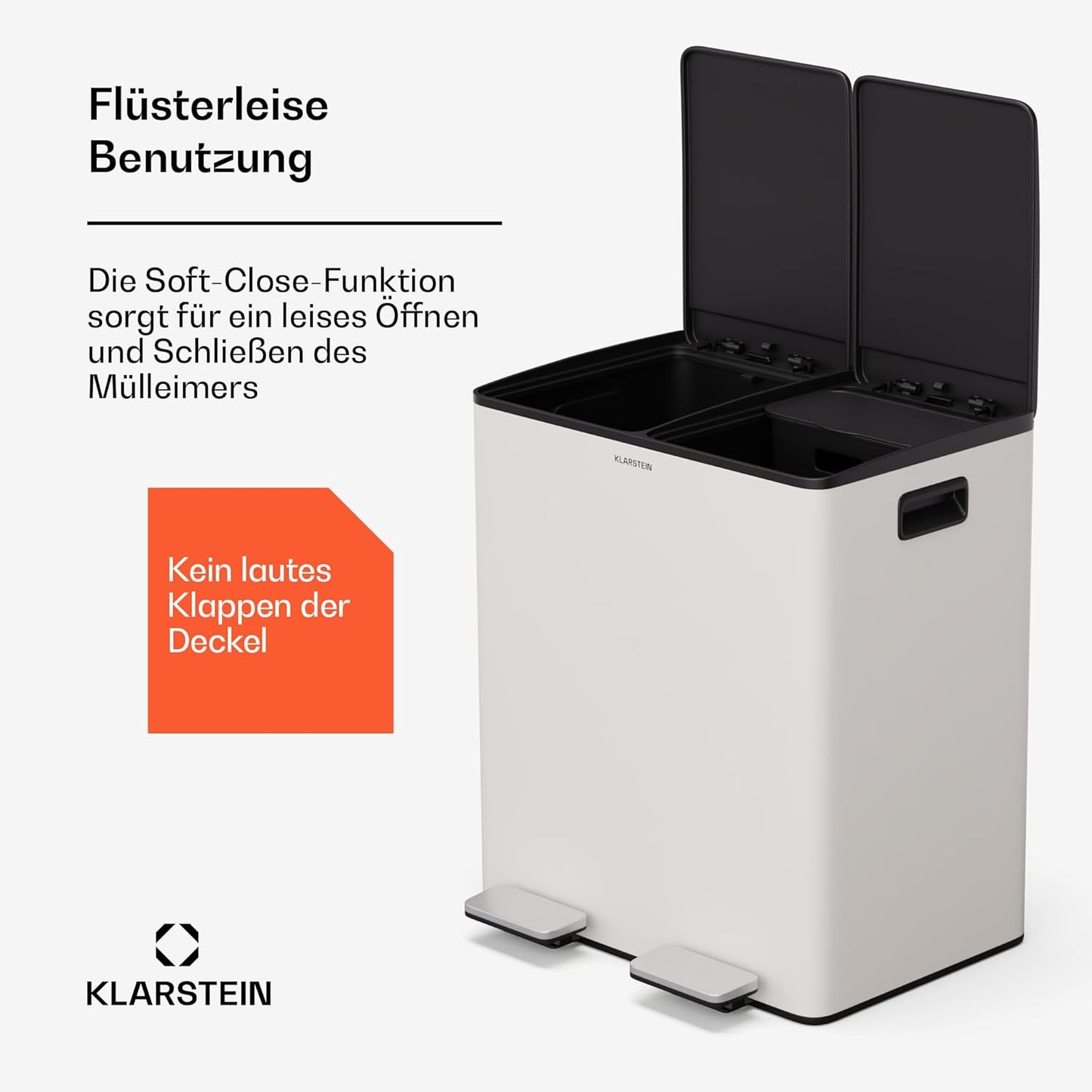 EcoVista Mülleimer, 40 L mit komposteimer Creme