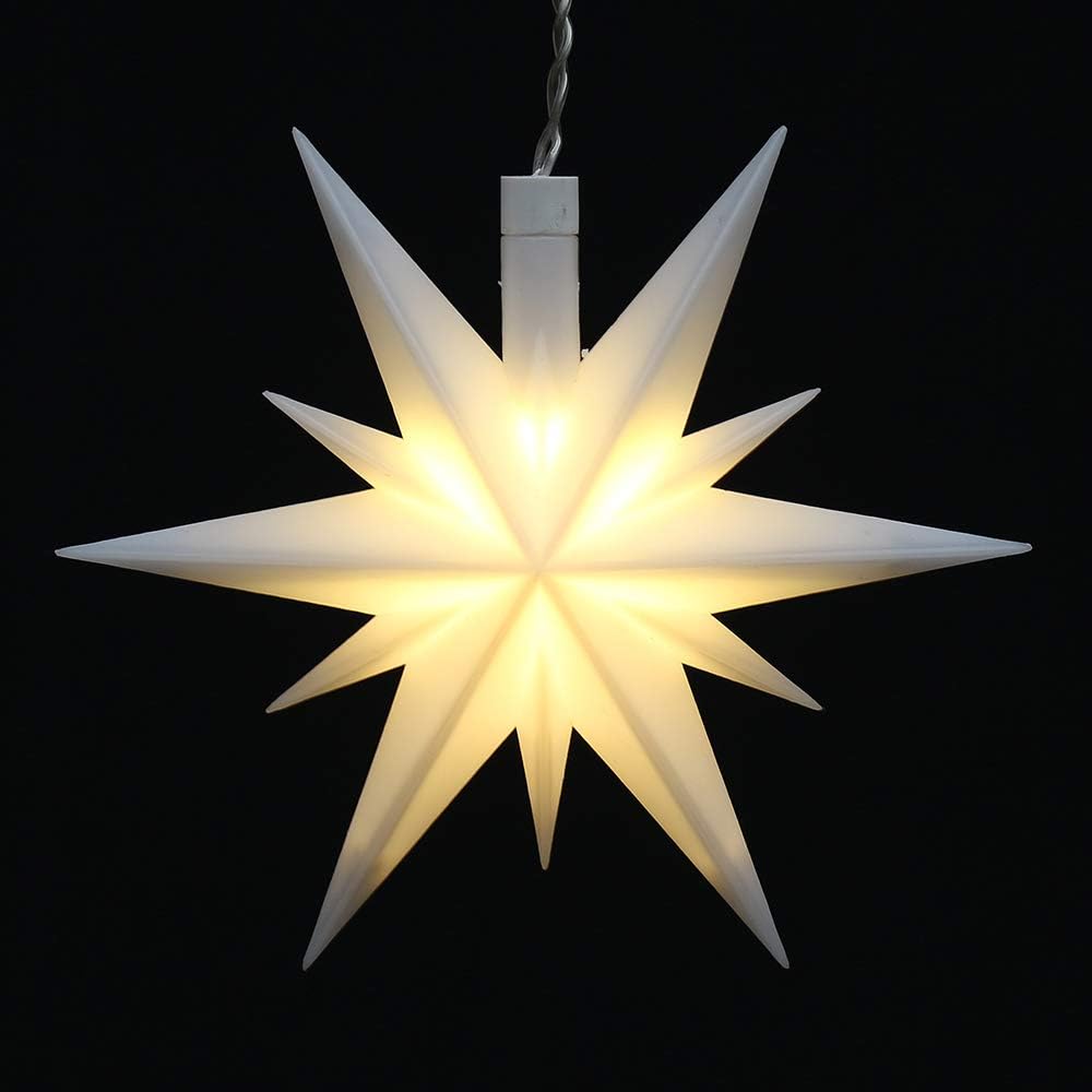 3er-Set Weihnachtssterne mit Timer, Weiss mit Batteriefach