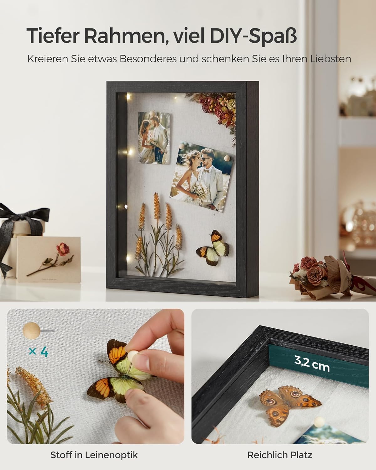 Collage-Bilderrahmen mit Passepartouts (A4), Eschenschwarz 1 Stück (A4)