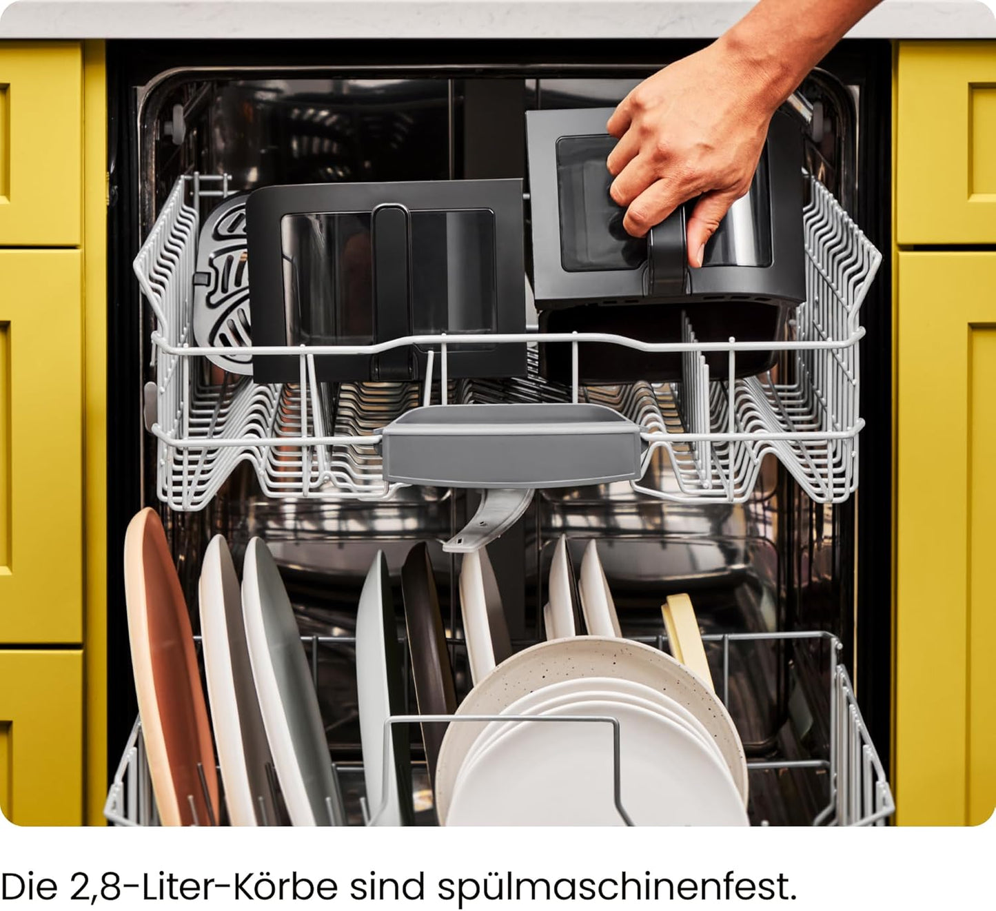 Heissluftfritteuse mit Easy-View-Fenster, Black 5,6L Doppelkorb