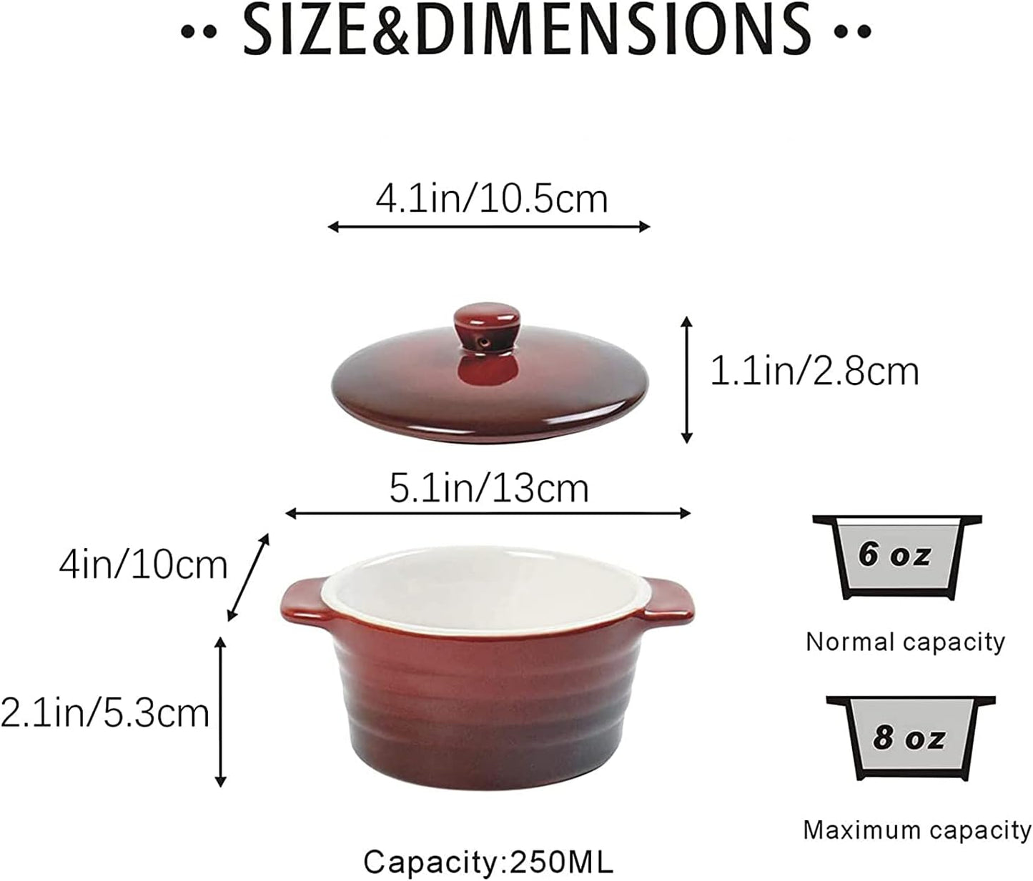 4er-Set Soufflé Förmchen mit Deckel, 250ml, Rot