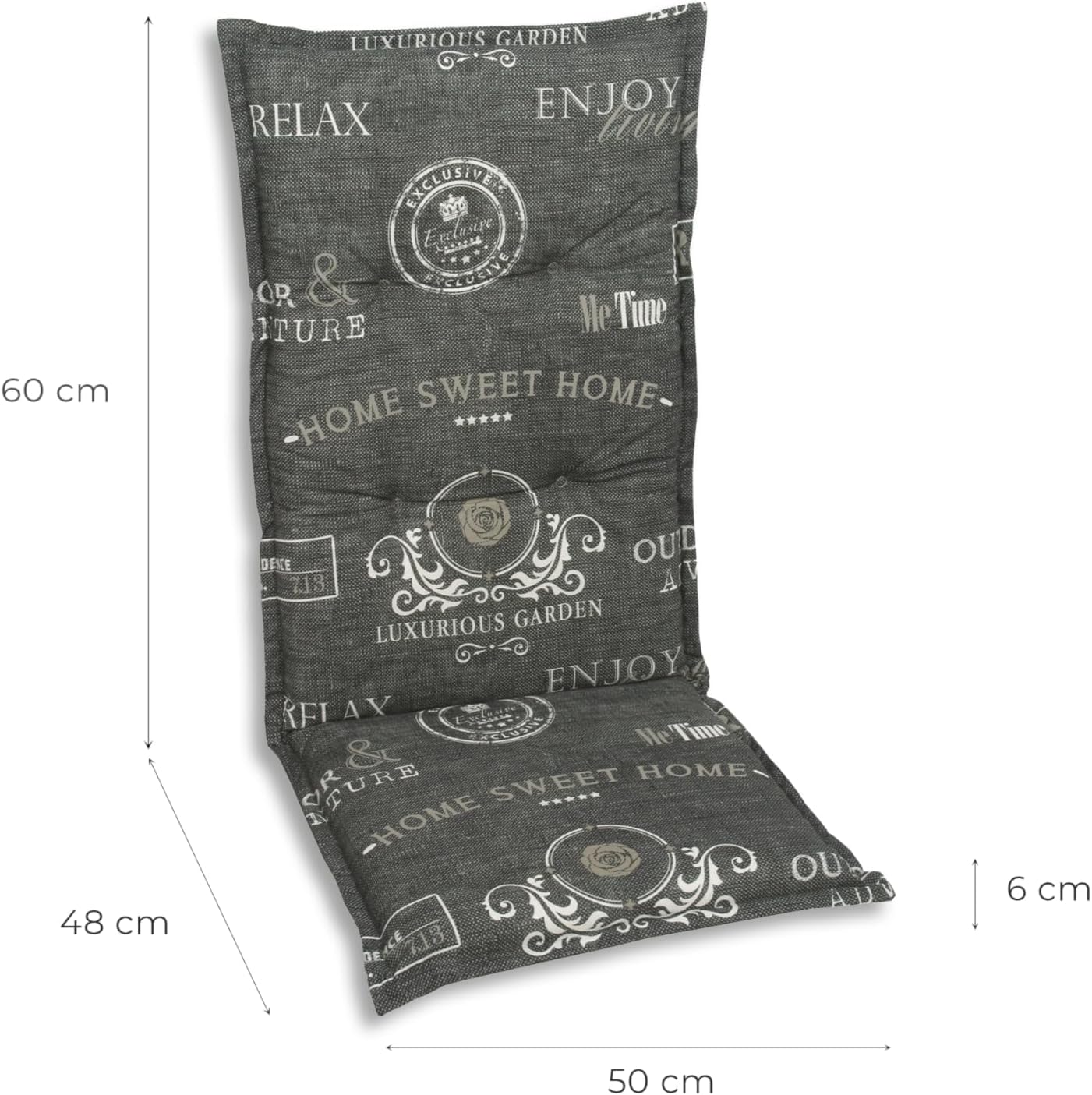 6 x Polsterauflagen, Mittellehner Stempel Anthrazit 6