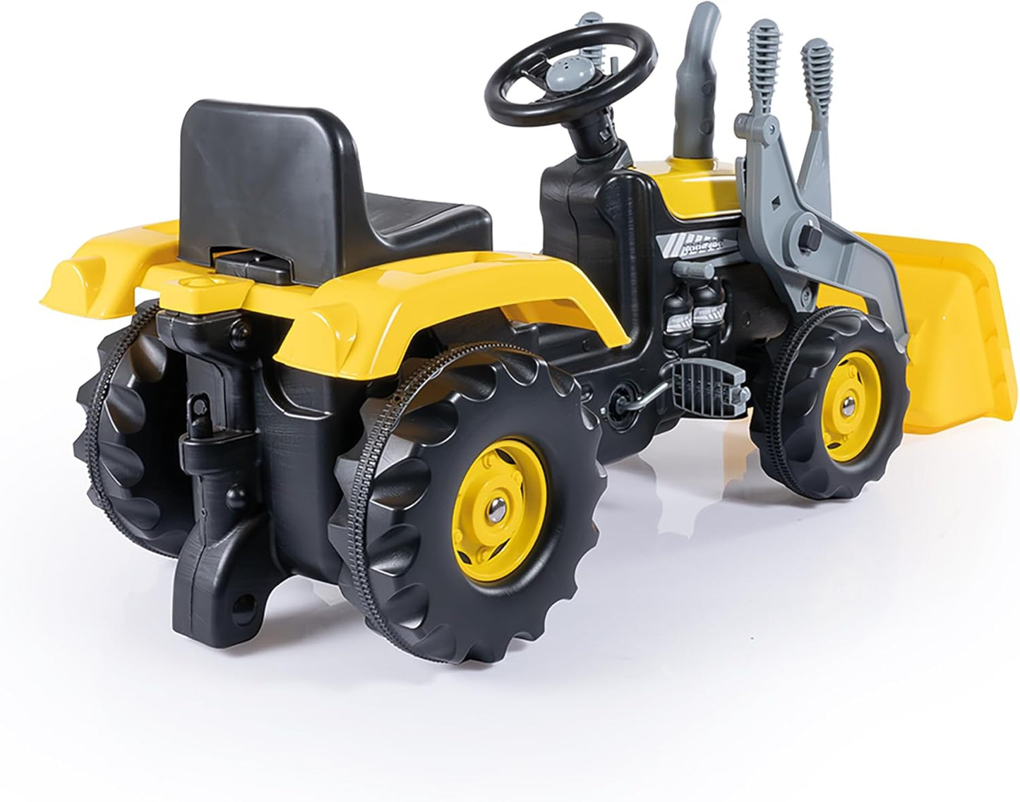 Pedaltraktor mit Bagger, Gelb mit Bagger