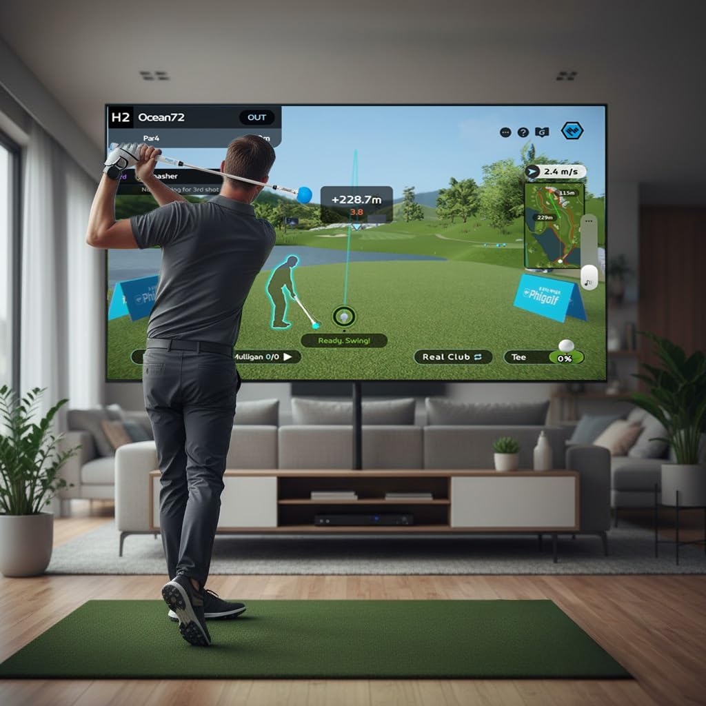2 Flex Golf-Simulator mit einziehbarem Schwungstab und 3D-Analyse