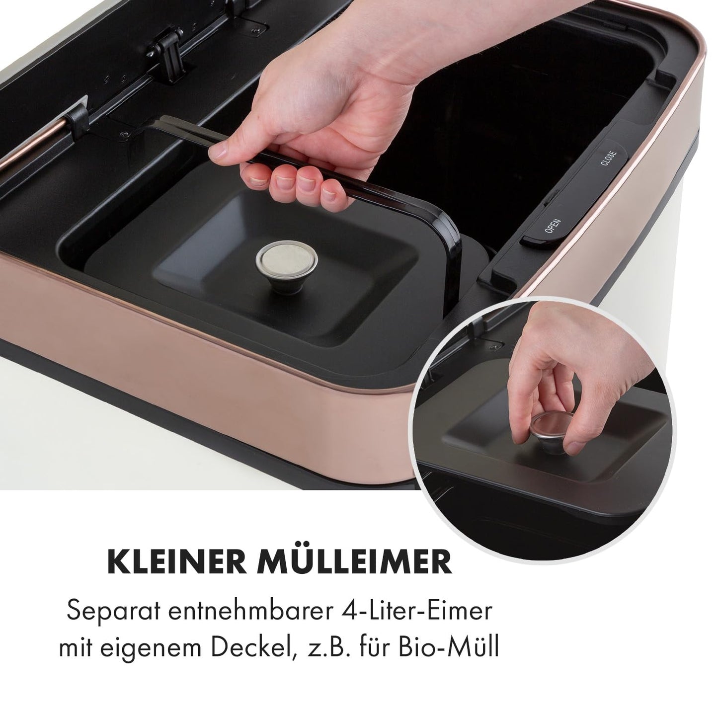 Royal Trash Sensor-Mülleimer, Roségold / Beige