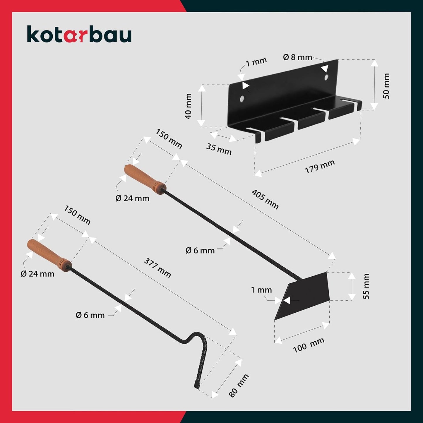 4-teiliges Kaminbesteck Set
