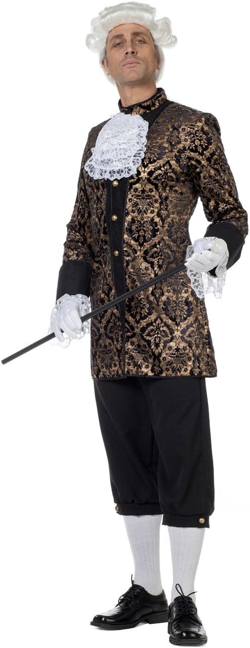 Herren Barock Rokoko Kostüm, 56 Schwarz/Gold/Weiss
