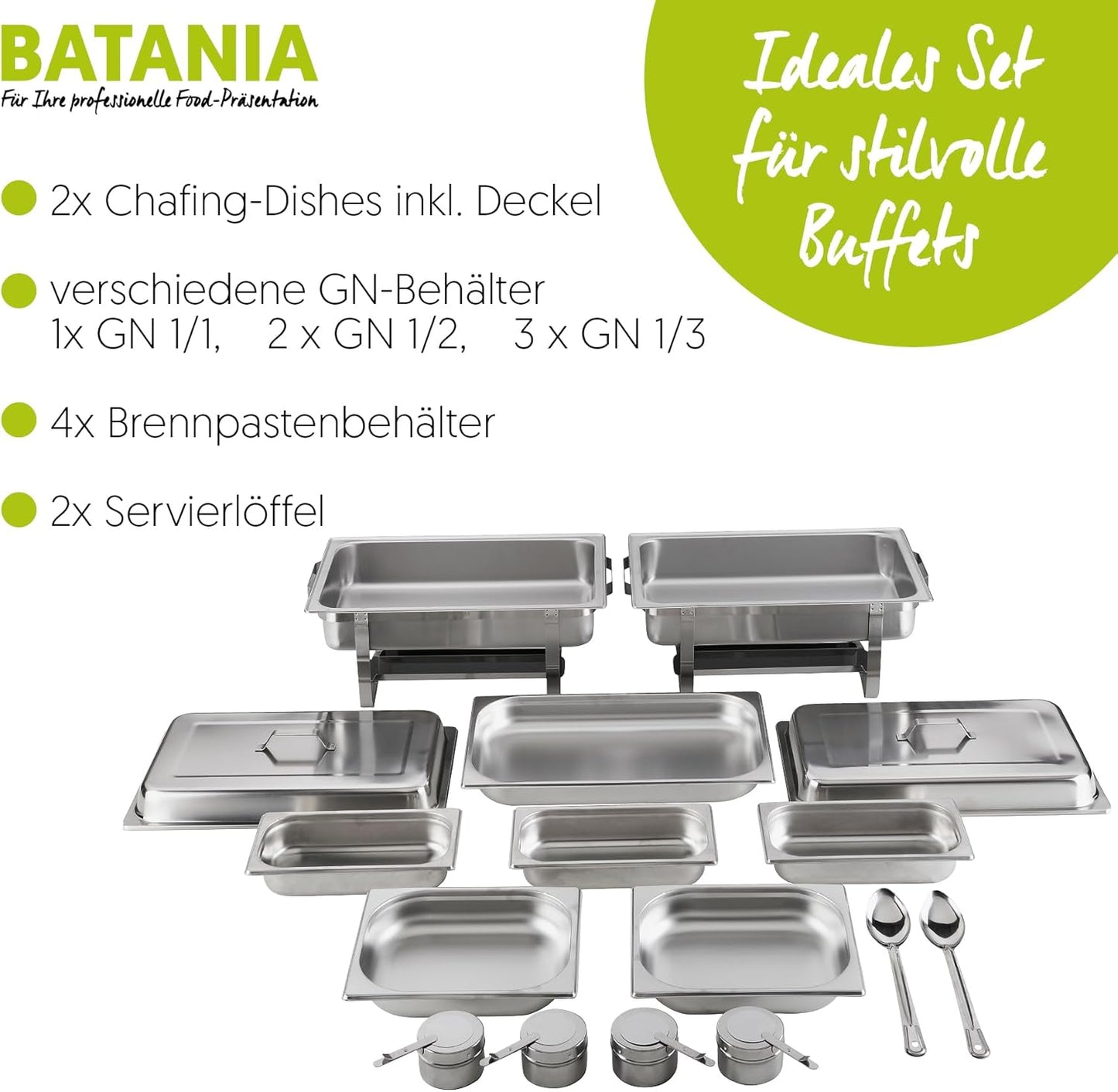 14-teiliges Chafing Speisewärmer Set