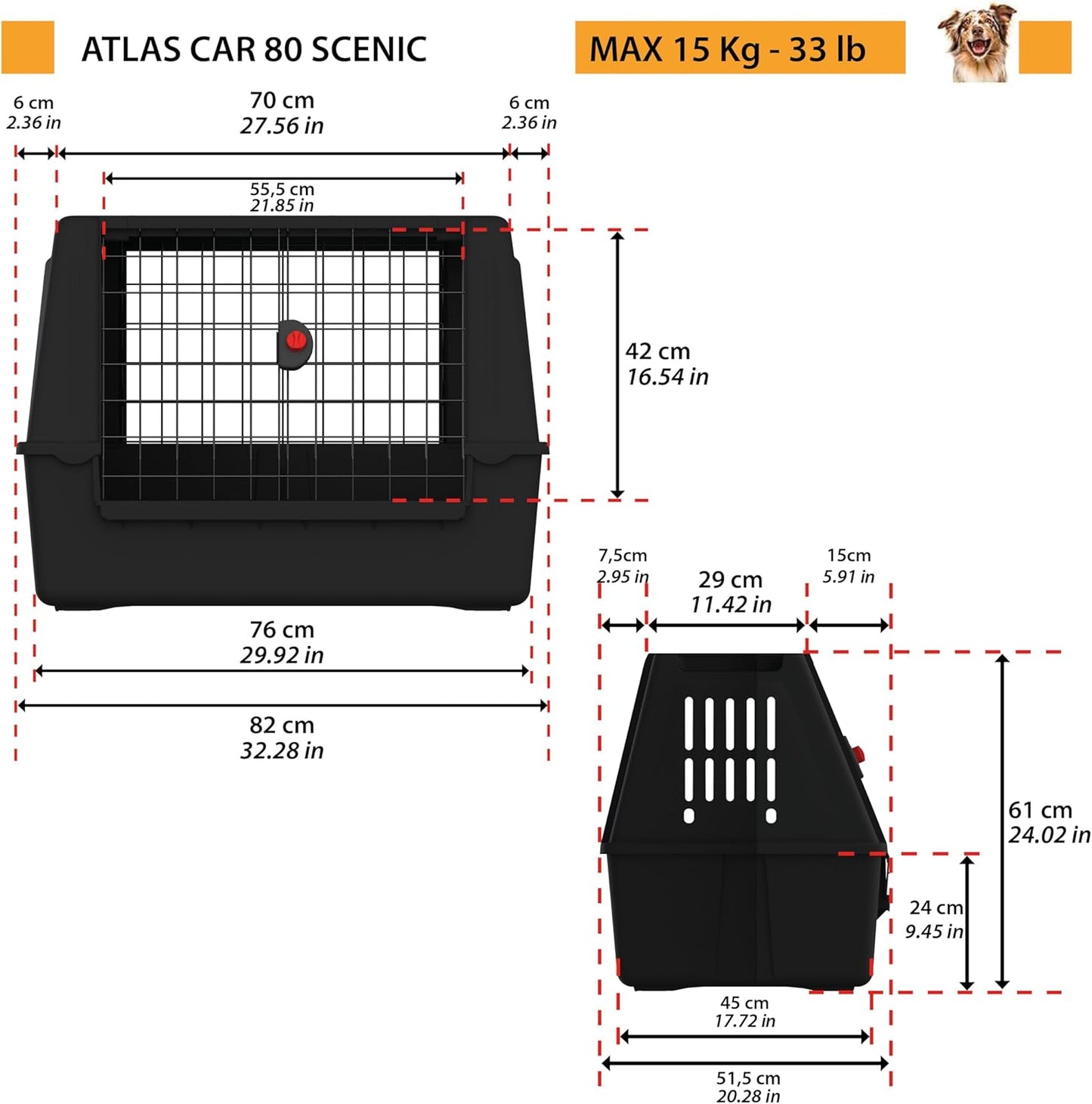 Auto-Hundetransportbox Atlas Car Scenic, L 82 x B 51 x H 61 cm ATLAS CAR SCENIC