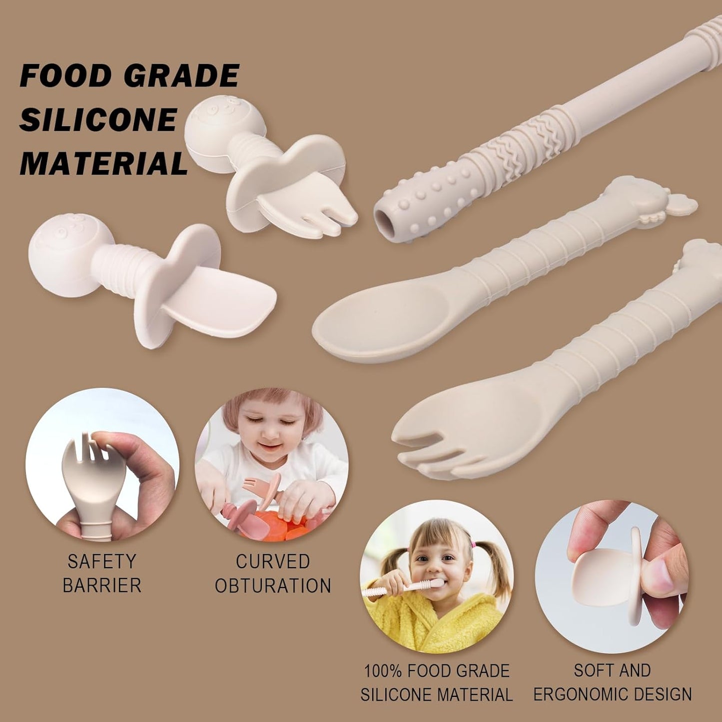 10-teiliges Kindergeschirr-Set, Beige