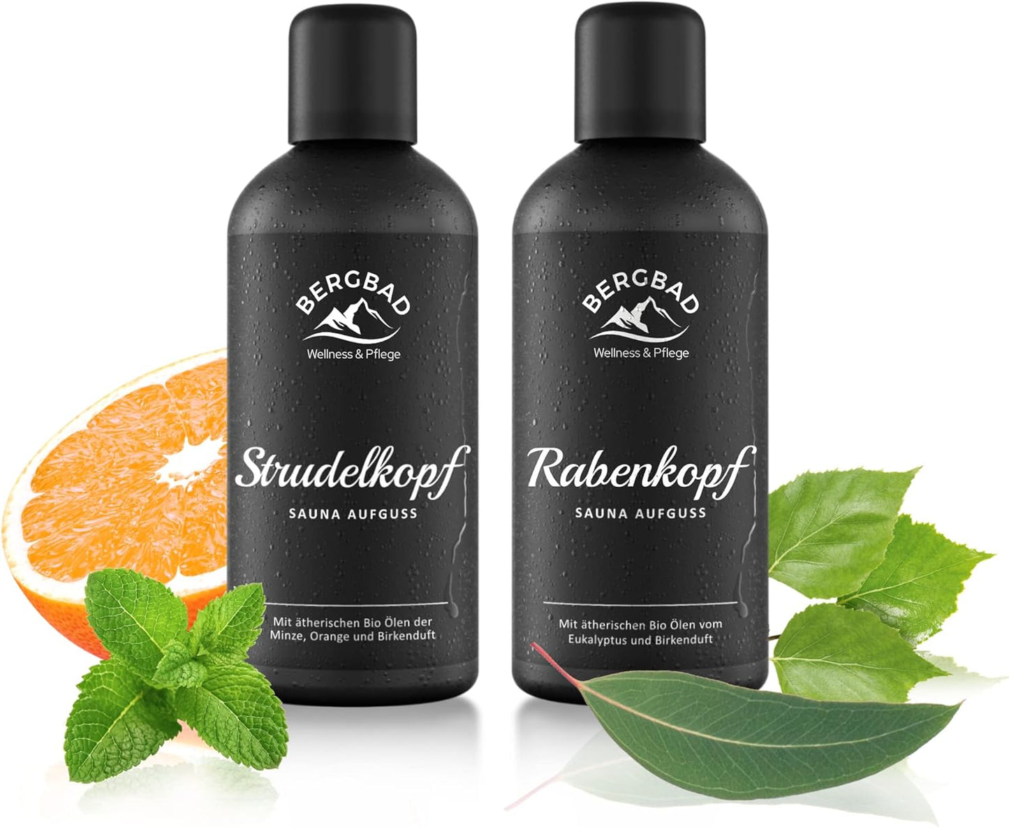 BIO Saunaaufguss Set Birkenwald, 2-teilig, Strudelkopf und Rabenkopf, Birkenwald
