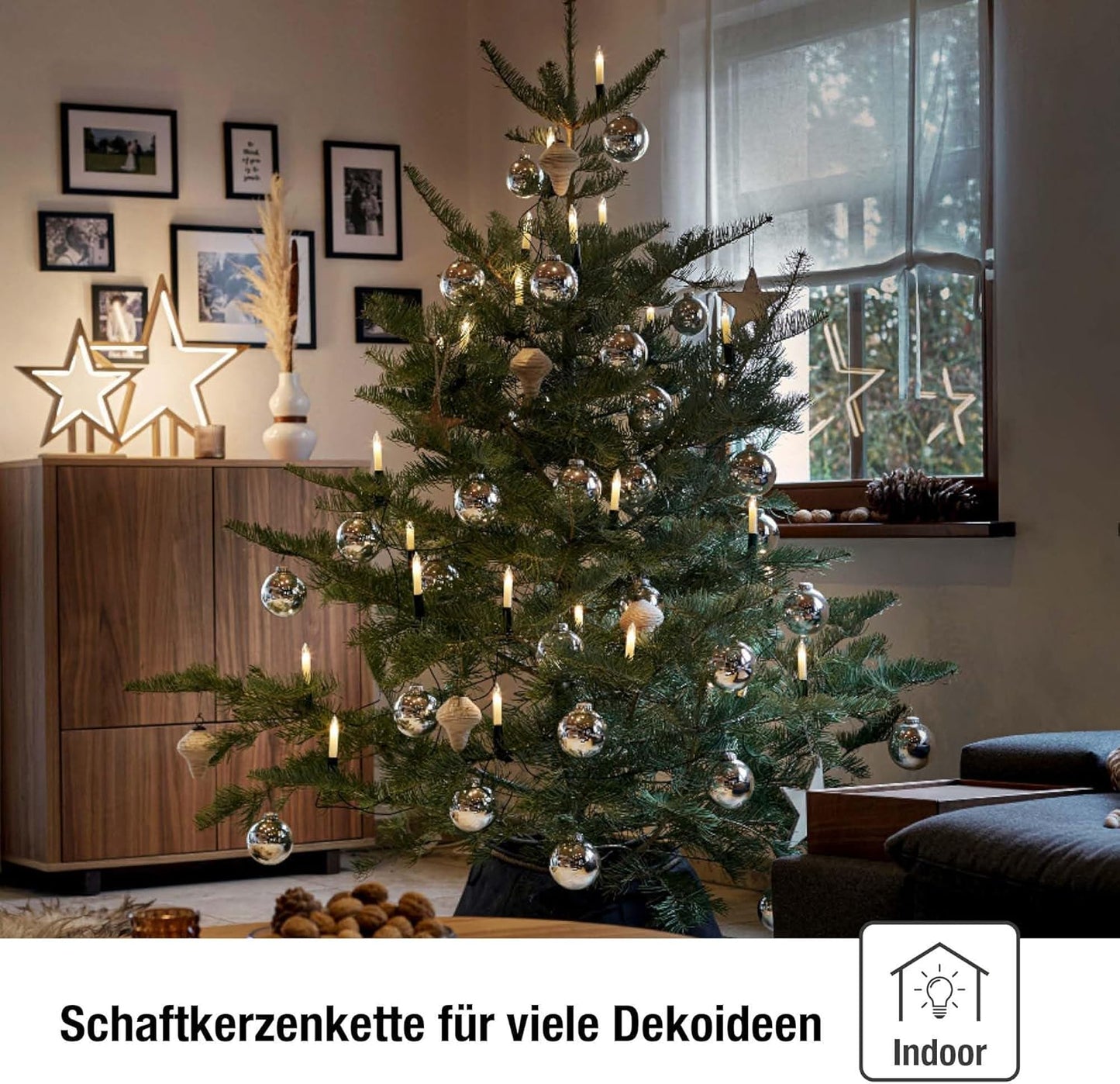 Weihnachtsbaum Lichterkette mit Clip, 15 Lichter, 15 Lichter / beleuchtet 9,8 m Elfenbein