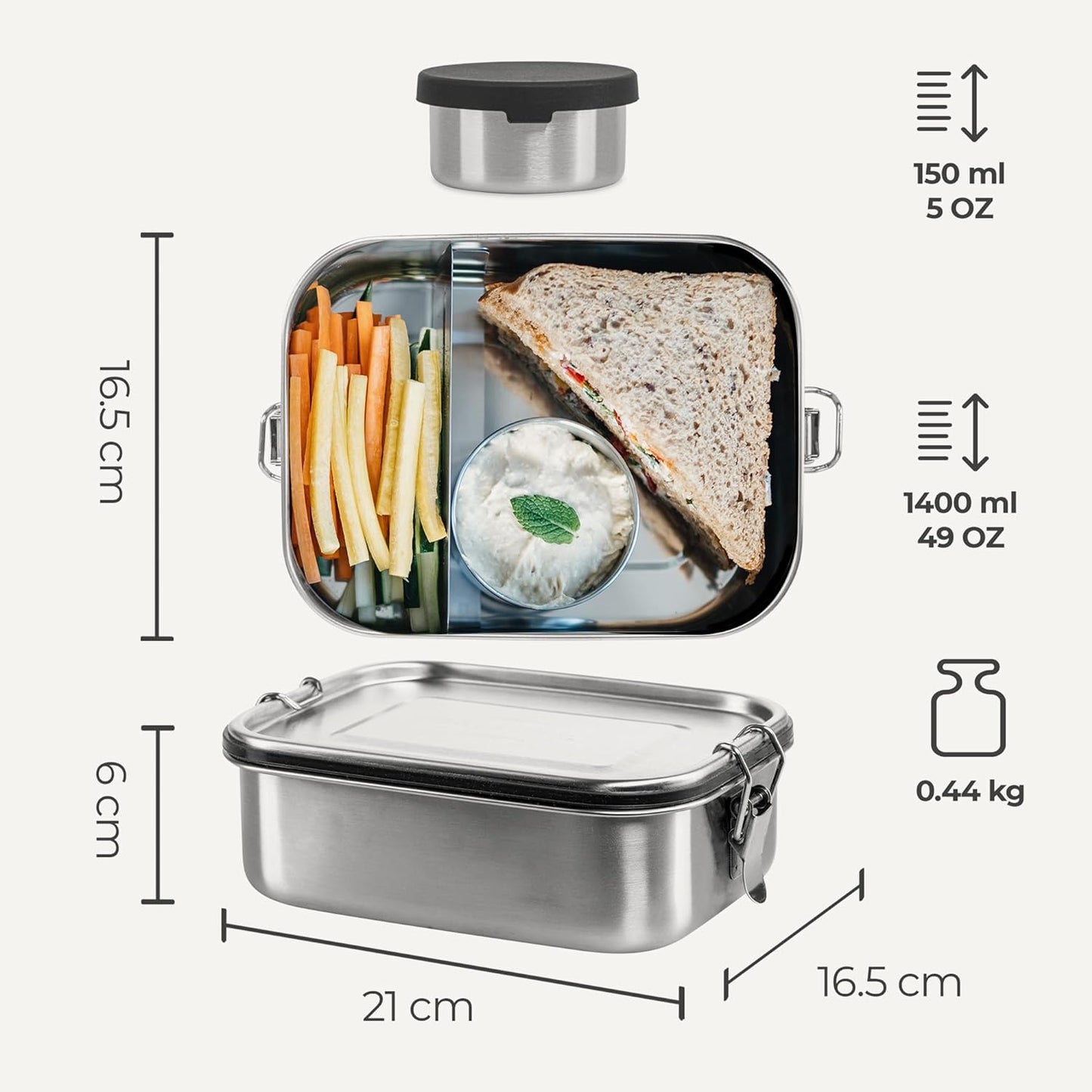 Edelstahl Lunchbox, 1400ml