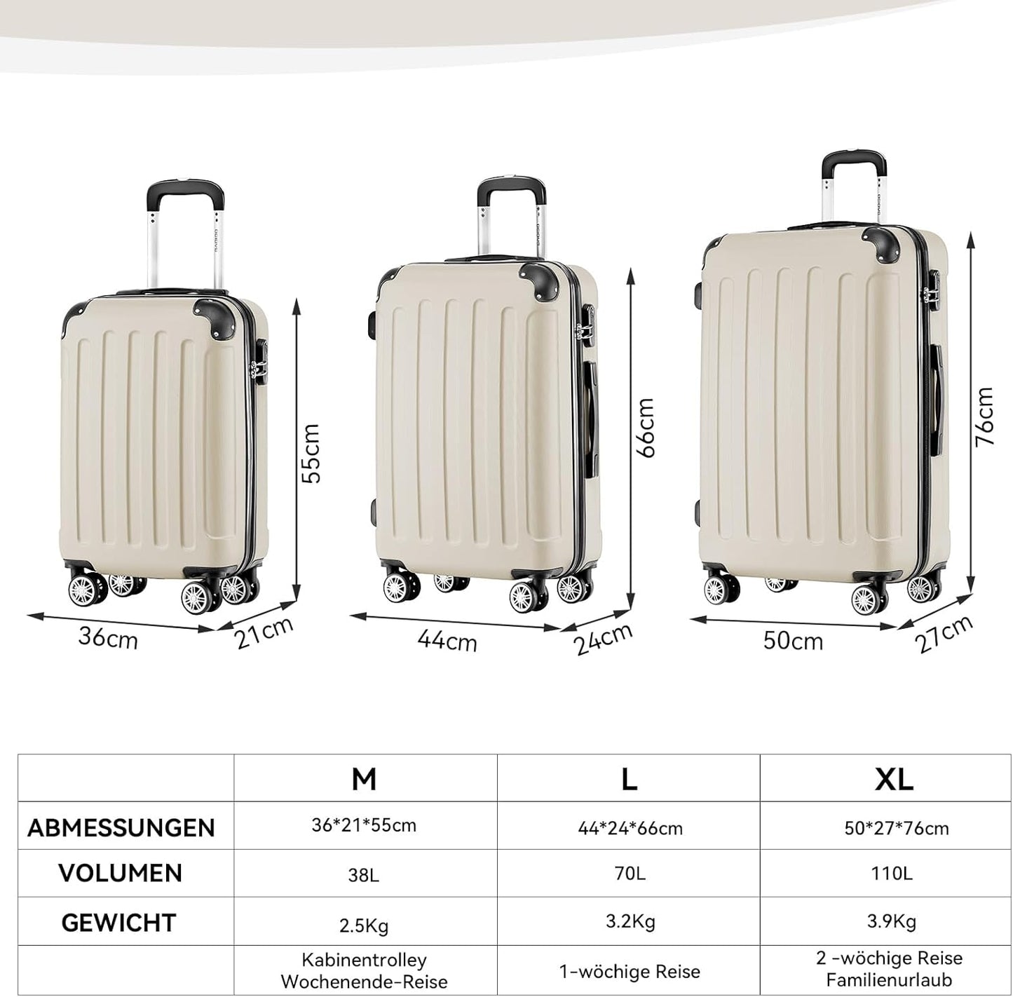 Handgepäck Koffer, Creme White / M