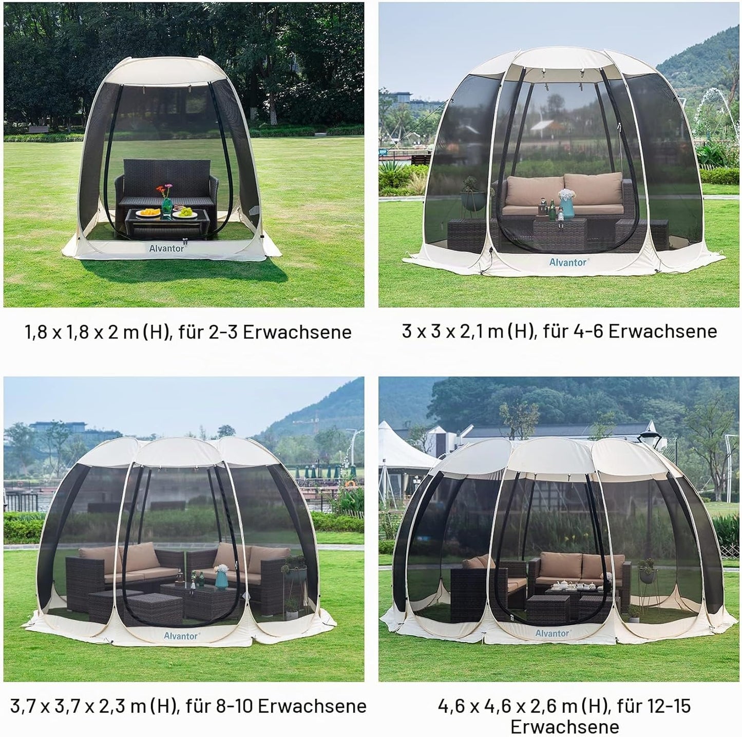 Pavillon Screen House mit Moskitonetz, 10'x10' Beige