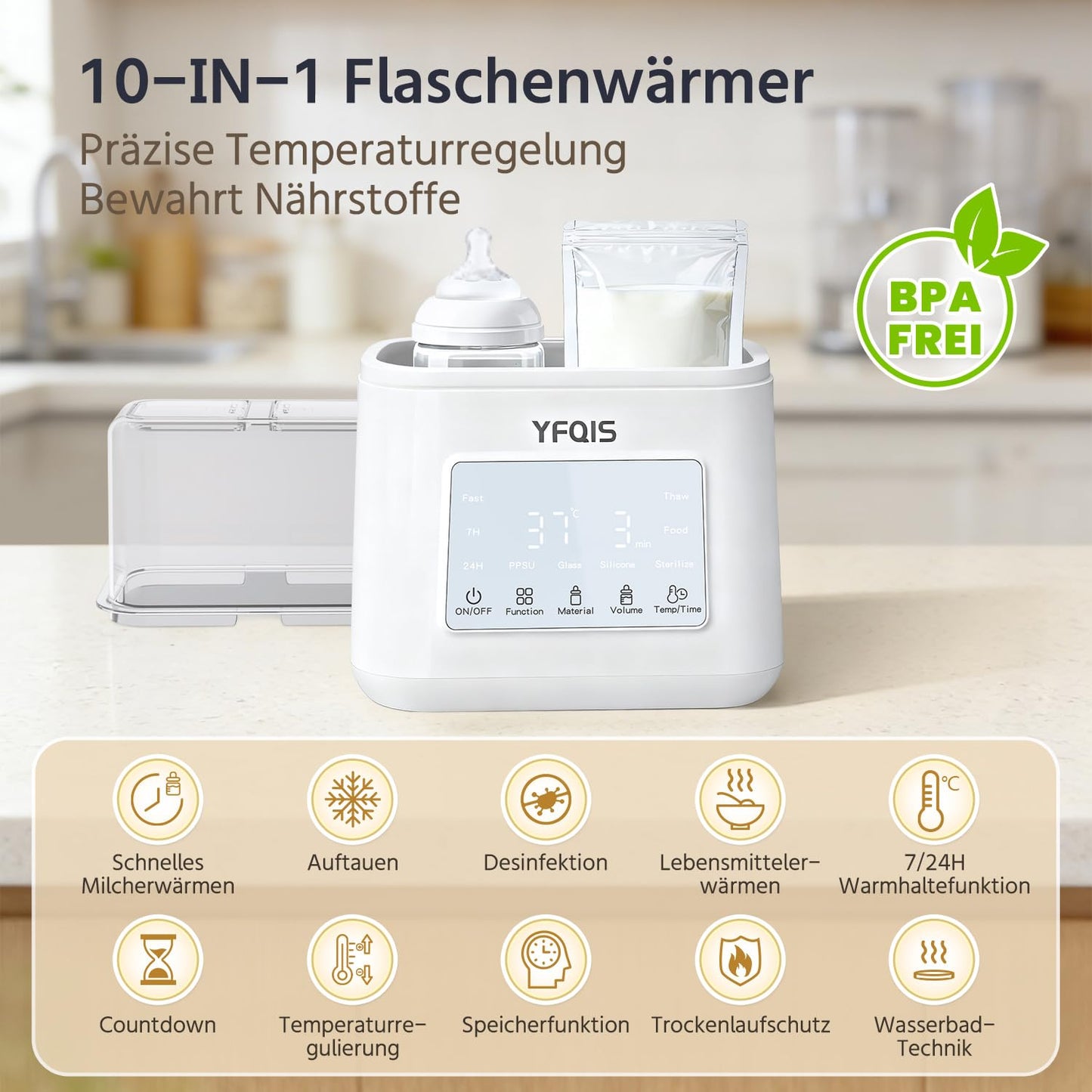 Babyflaschenwärmer mit Sterilisator, Weiss