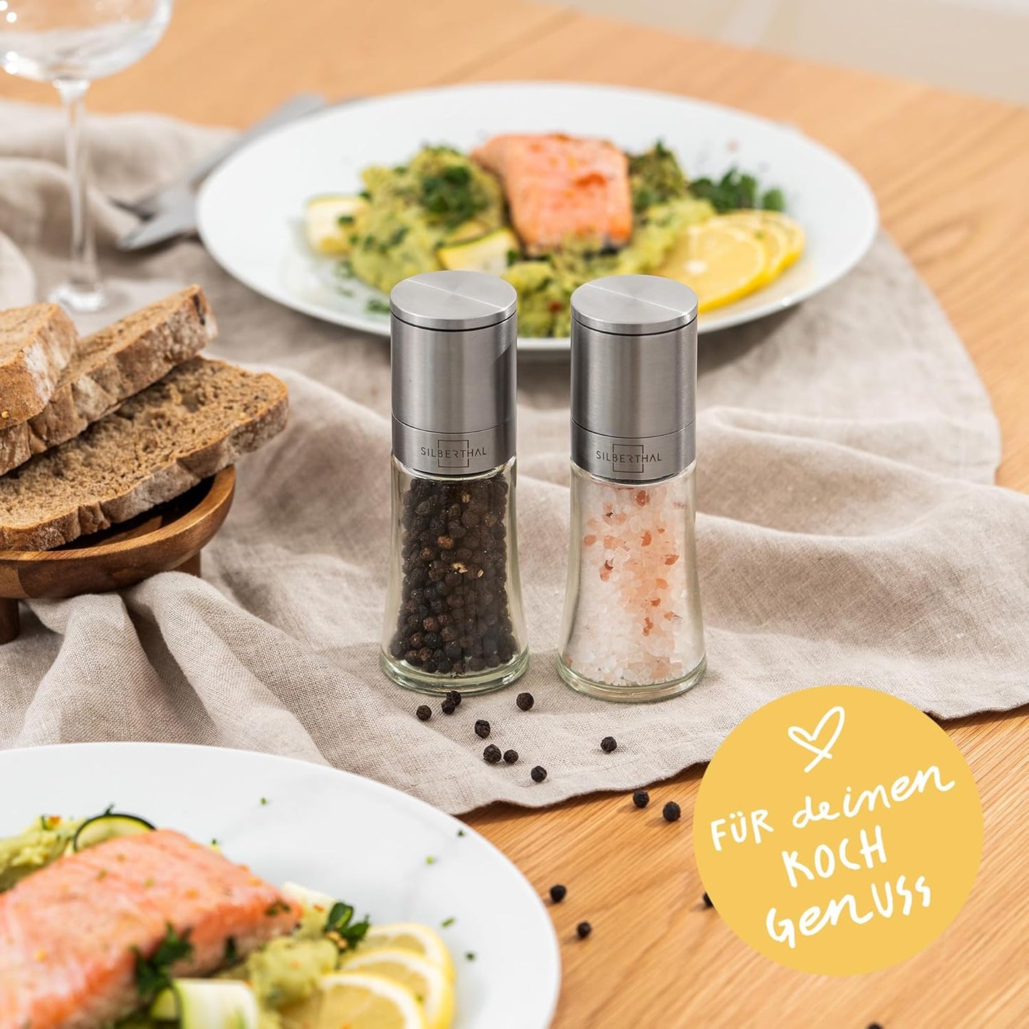 Salz- und Pfeffermühlen-Set mit Keramikmahlwerk, 2er Set
