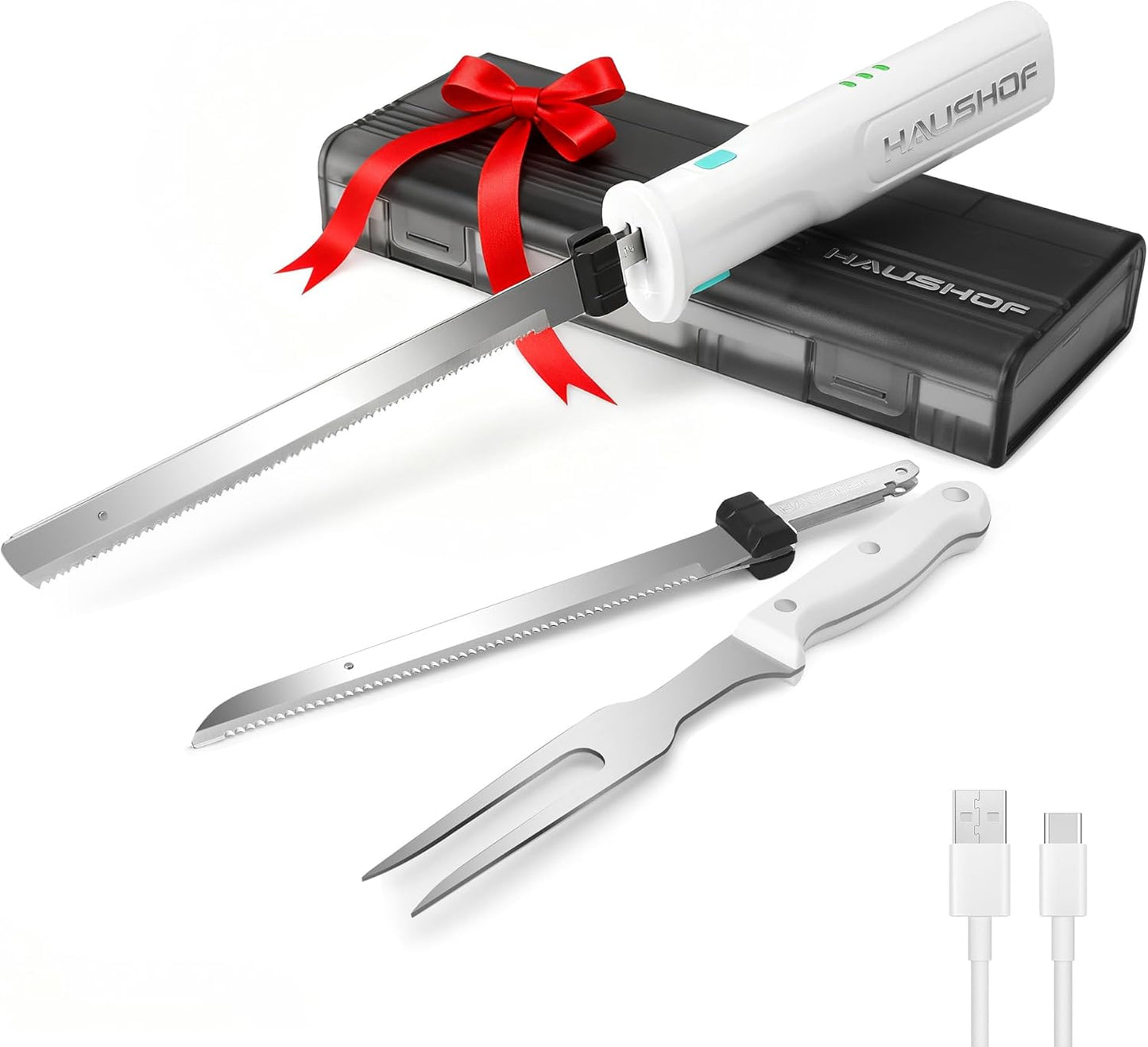 Kabelloses Elektromesser mit Gabel, Weiß