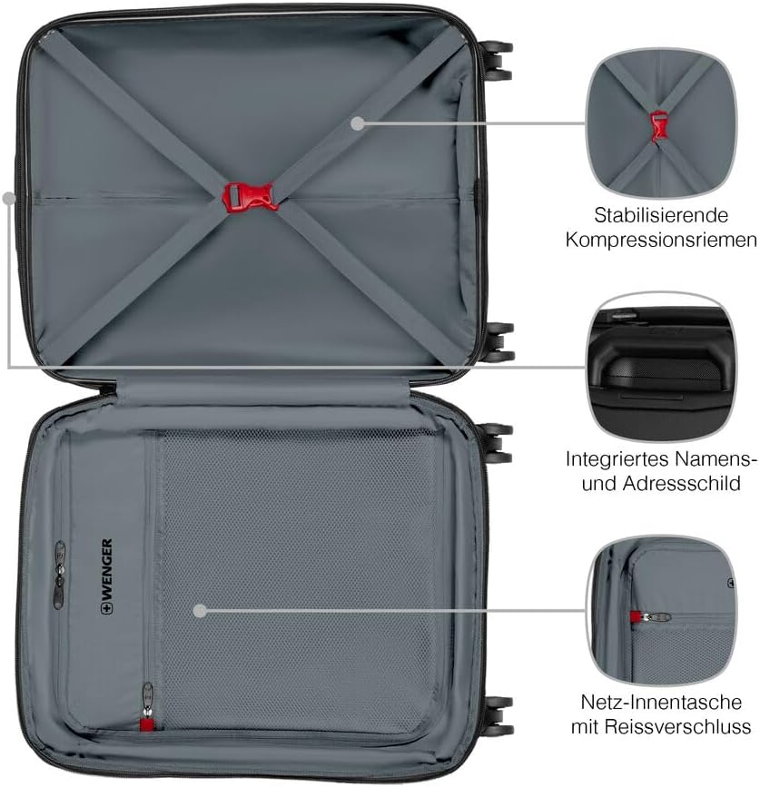 Prymo Carry-On Hartschalenkoffer, Schwarz Carry-On