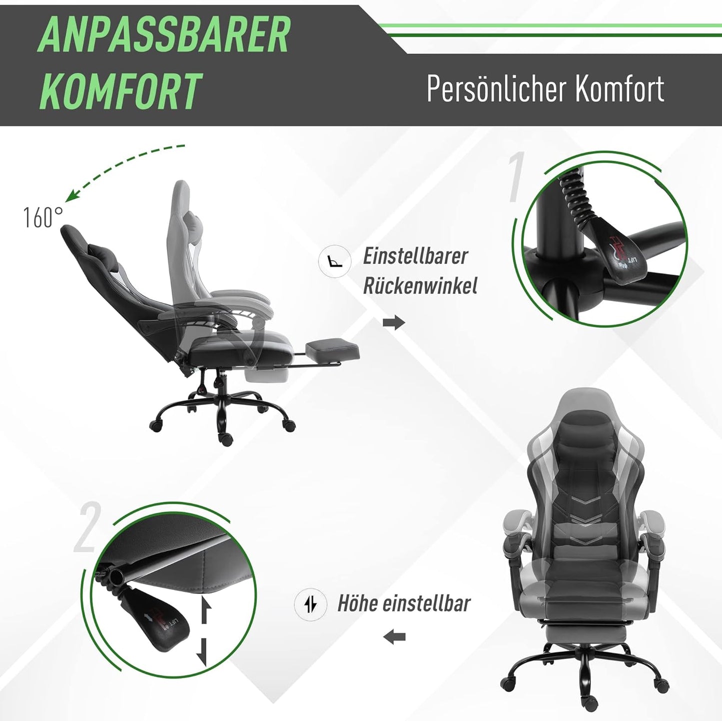 Gamingstuhl mit Fussstütze