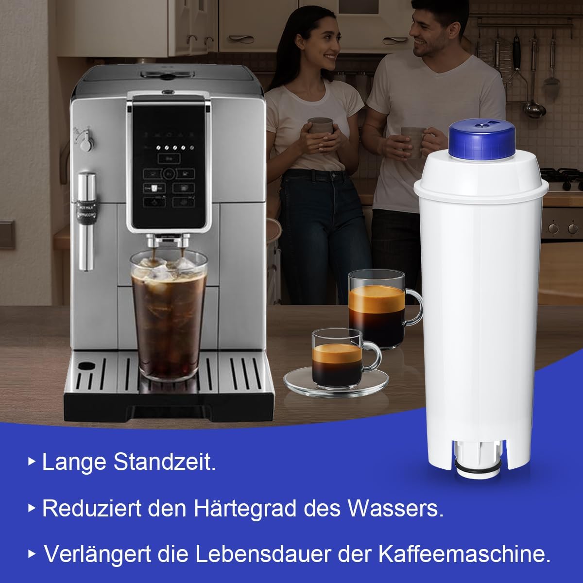FW600 Wasserfilter-Set für Delonghi Kaffeevollautomaten, 6 Stück