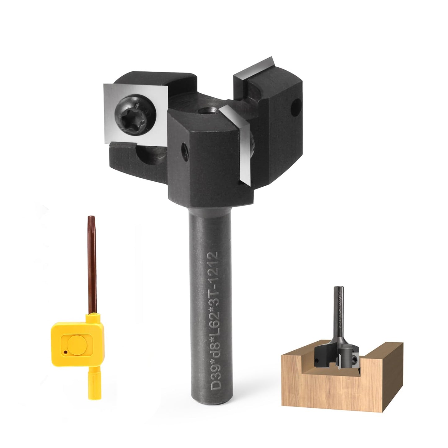 Planfräser mit Hartmetallmessern, S=8 mm, D=39 mm 3 Flöten