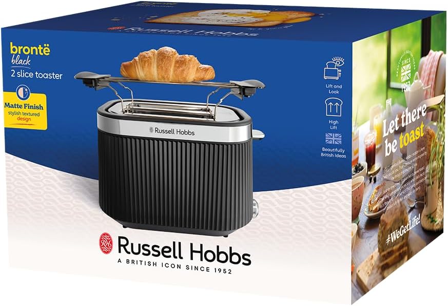 Toaster für 2 Scheiben mit Brötchenaufsatz, 2 Scheiben Schwarz
