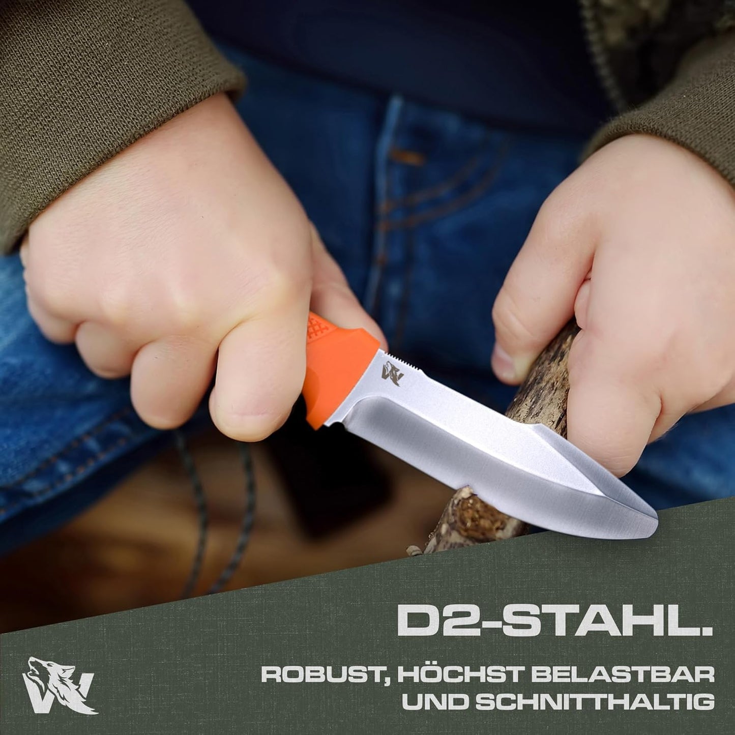 Kinder-Schnitzmesser, Orange Ohne Feuerstarter