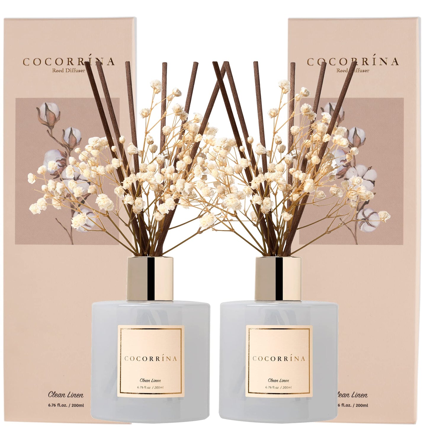 2er-Pack Raumduft Reed Diffuser, Clean Linen Raumduft/200ML/2 Stück