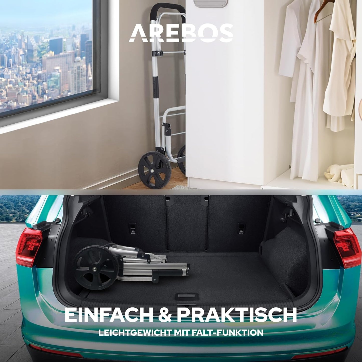 Klappbarer Einkaufstrolley mit Kühlfach, Grau