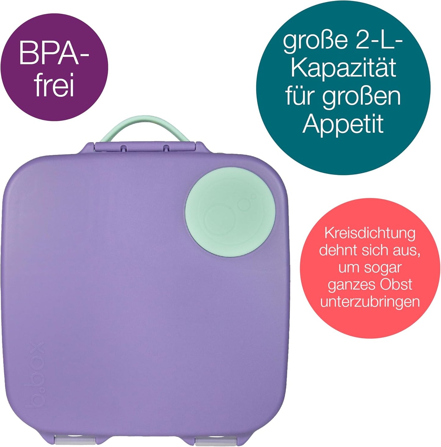 Jumbo Bento Brotdose mit 4 Fächern und Kühlakku, 2 L, Lilac Pop