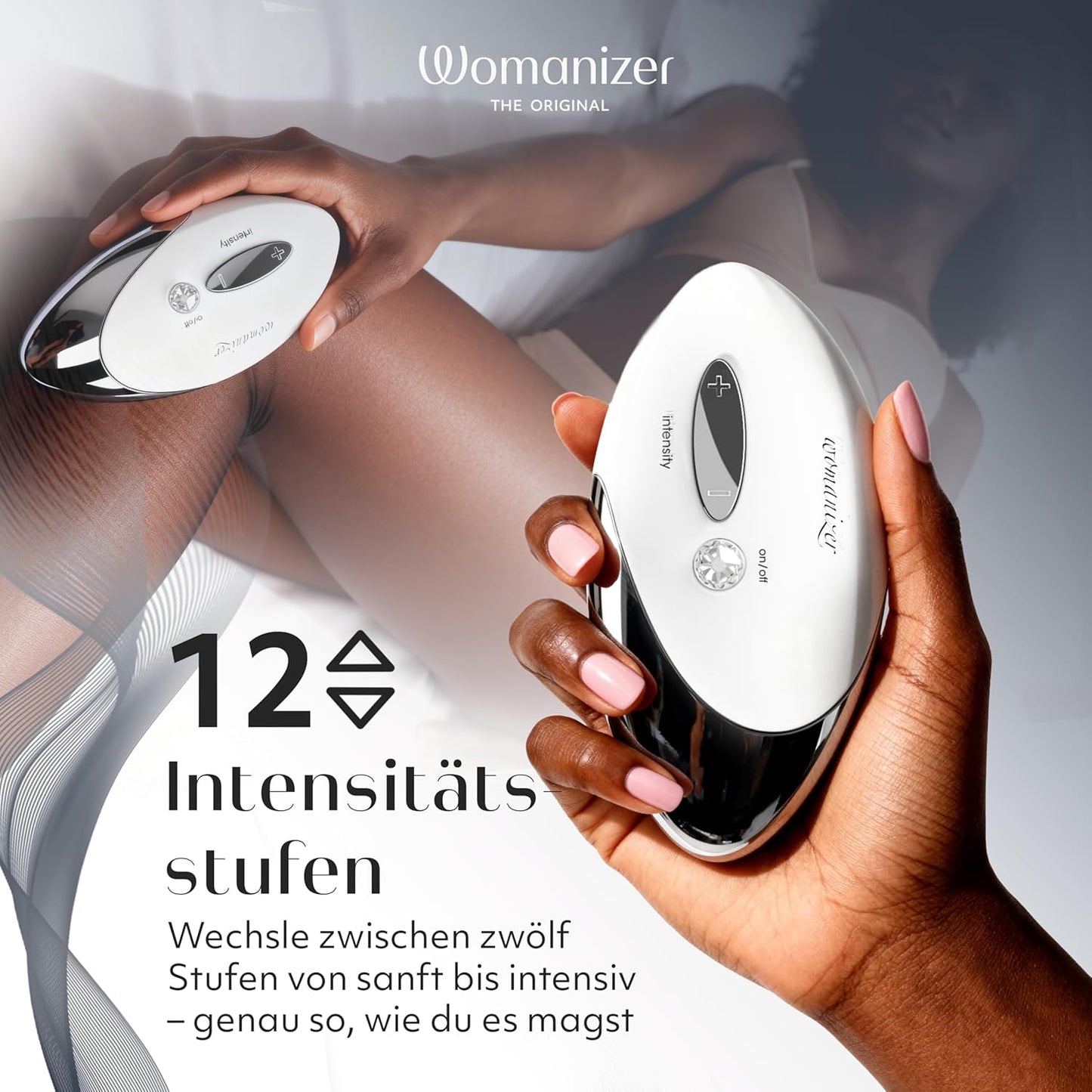 Pro W500 Klitoris-Stimulator, 12 Intensitätsstufen, Weiss, Chrome 1 Stück (1er Pack)