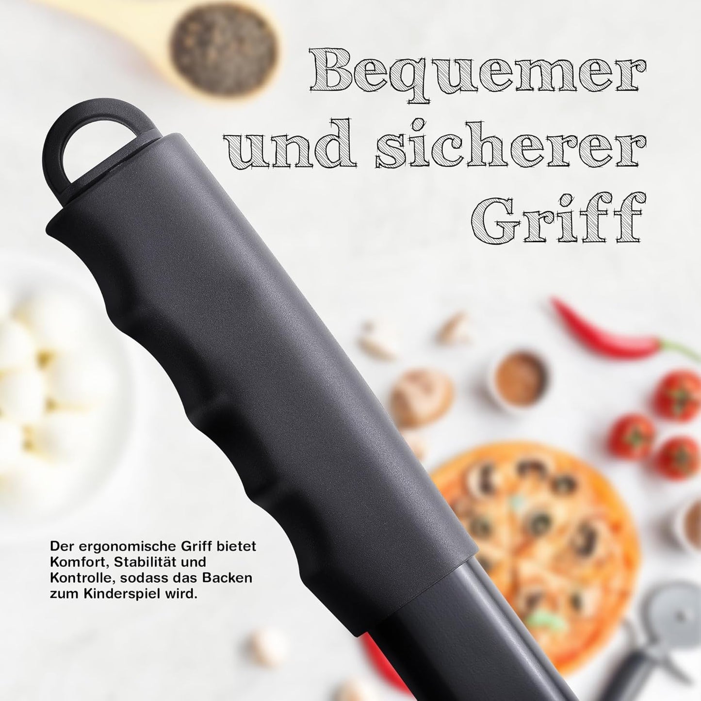 Pizzaschieber perforiert, Schwarz 30x70 cm
