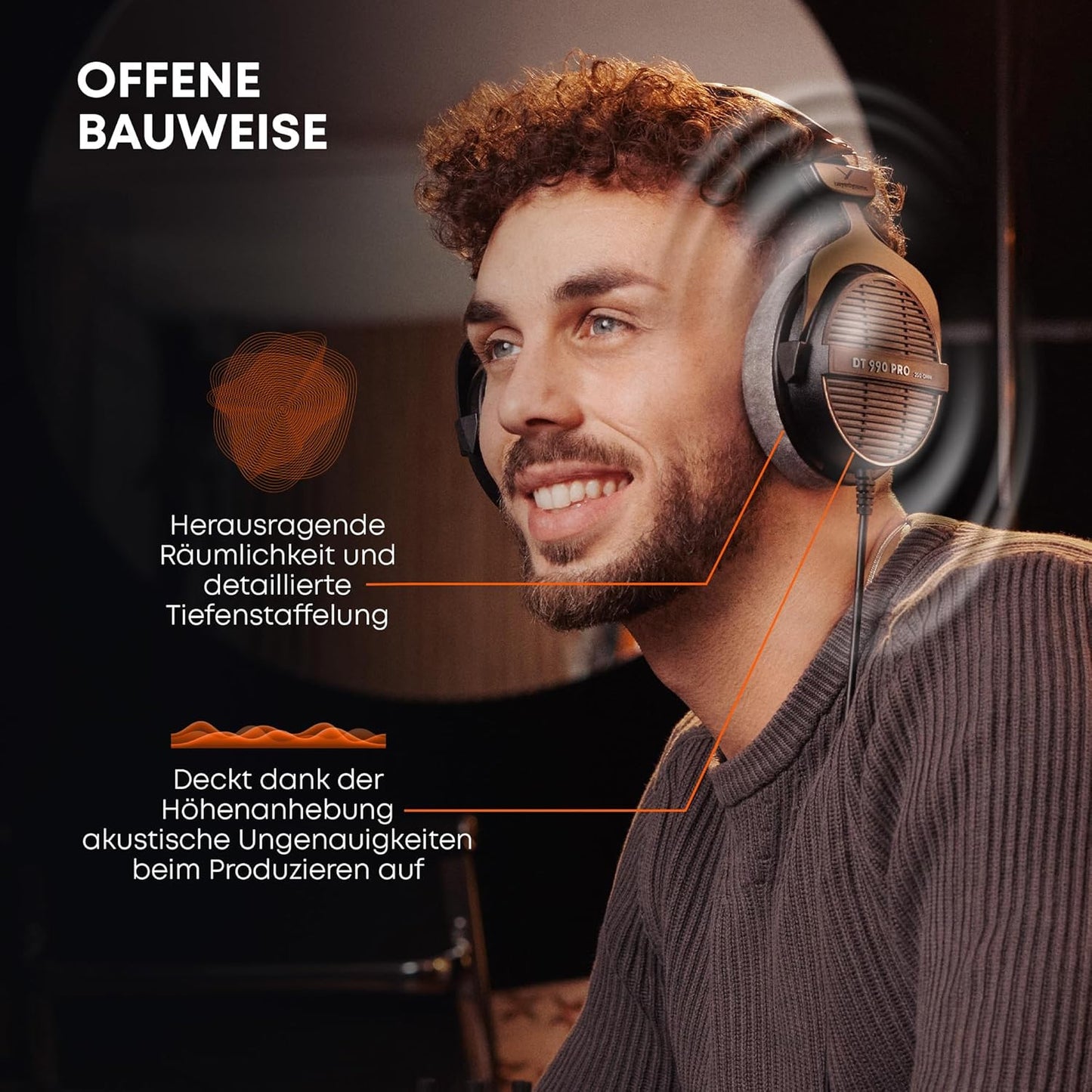 Over-Ear-Studiokopfhörer für Mixing & Mastering, 250 Ohm Black