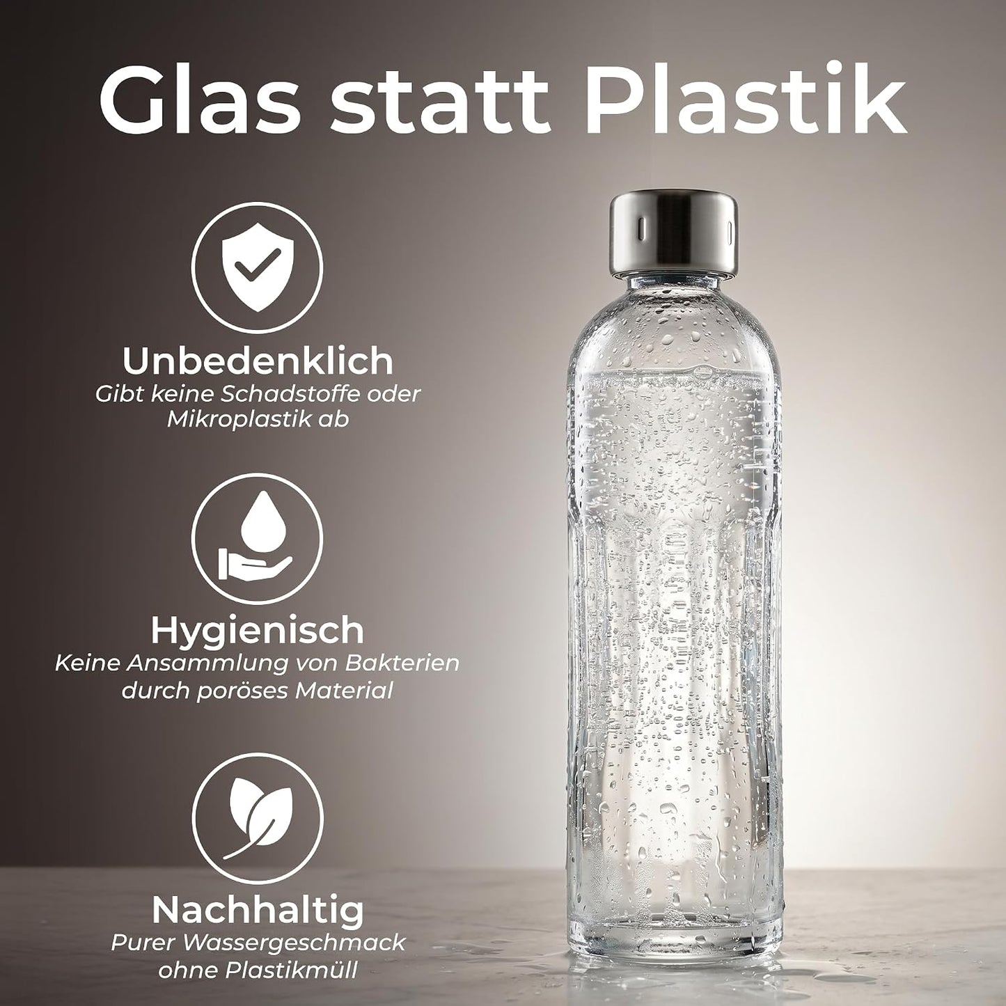 Wassersprudler mit Glasflasche, Schwarz