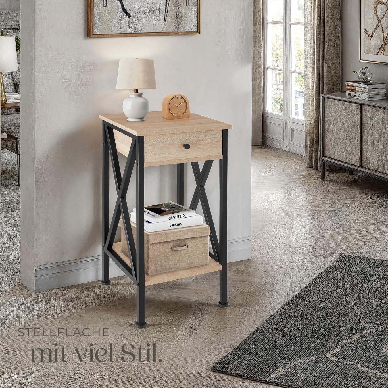 Beistelltisch Dayton, Dayton Industrial Holz Hell, Eiche Sonoma