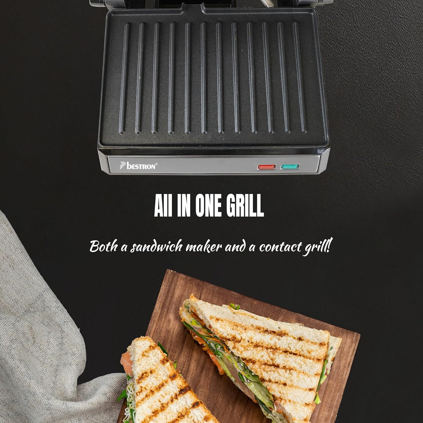 Kontaktgrill mit Auffangschale, Mattschwarz