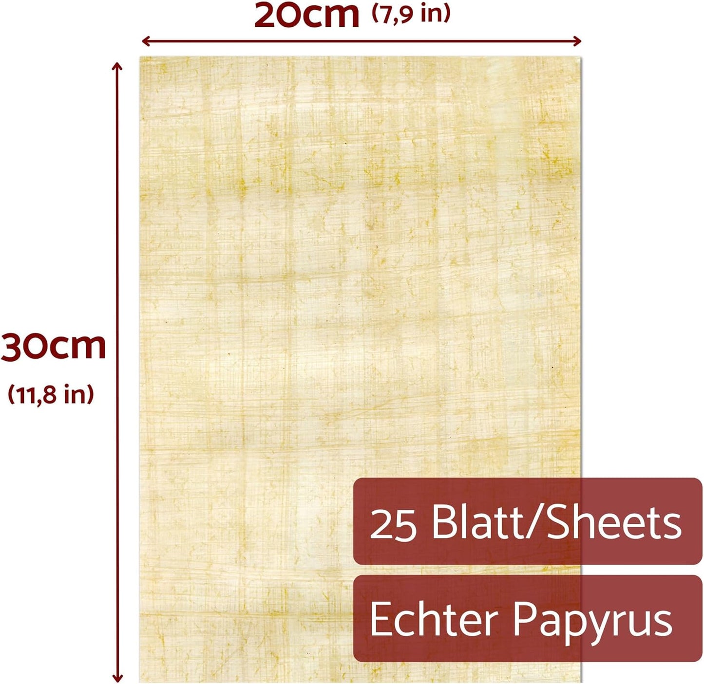 Papyrusblätter 25er Set für Kunst- und Schulprojekte, 25 Blatt