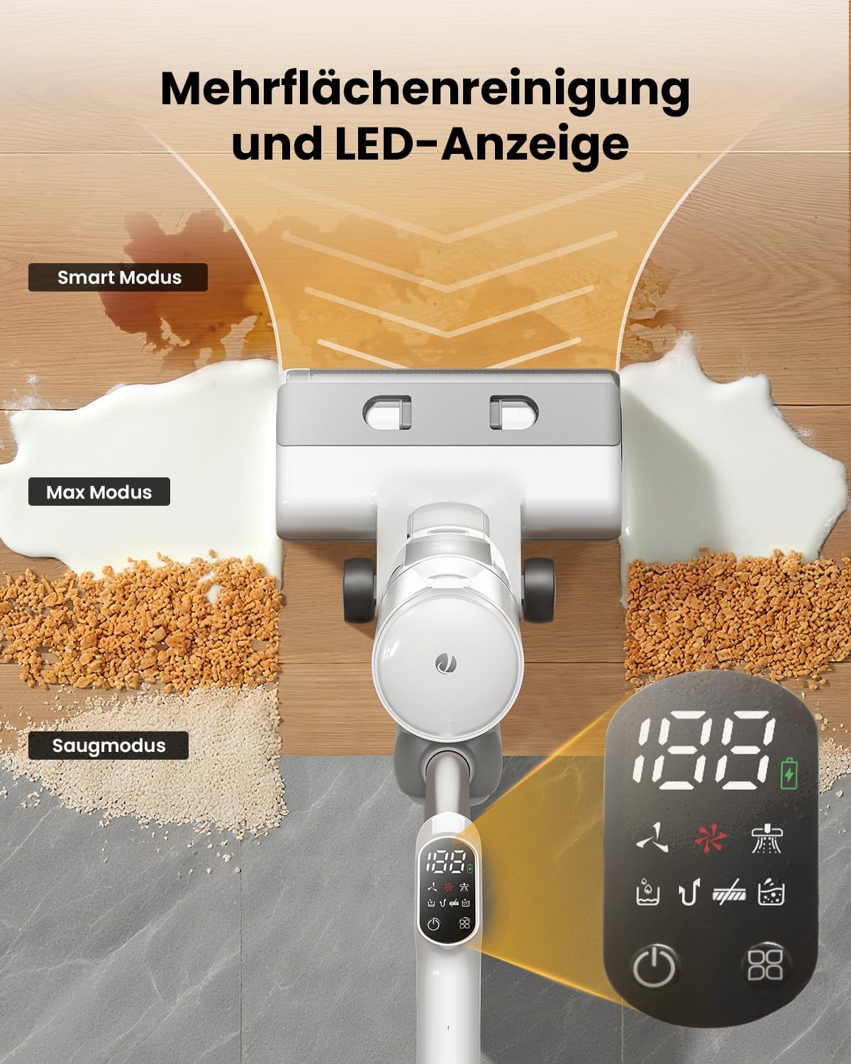 F10 Ultra Nass-Trockensauger mit Wischfunktion, 60 Min Laufzeit, Weiss L