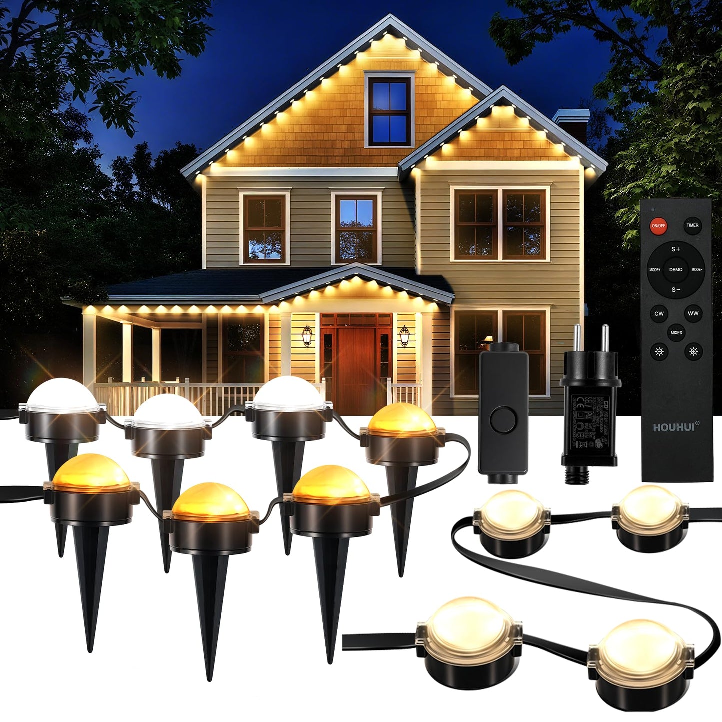 LED Lichterkette Aussen, 20m, dimmbar, IP67, 6 Modi, 20 Meter Lichterkette Aussen