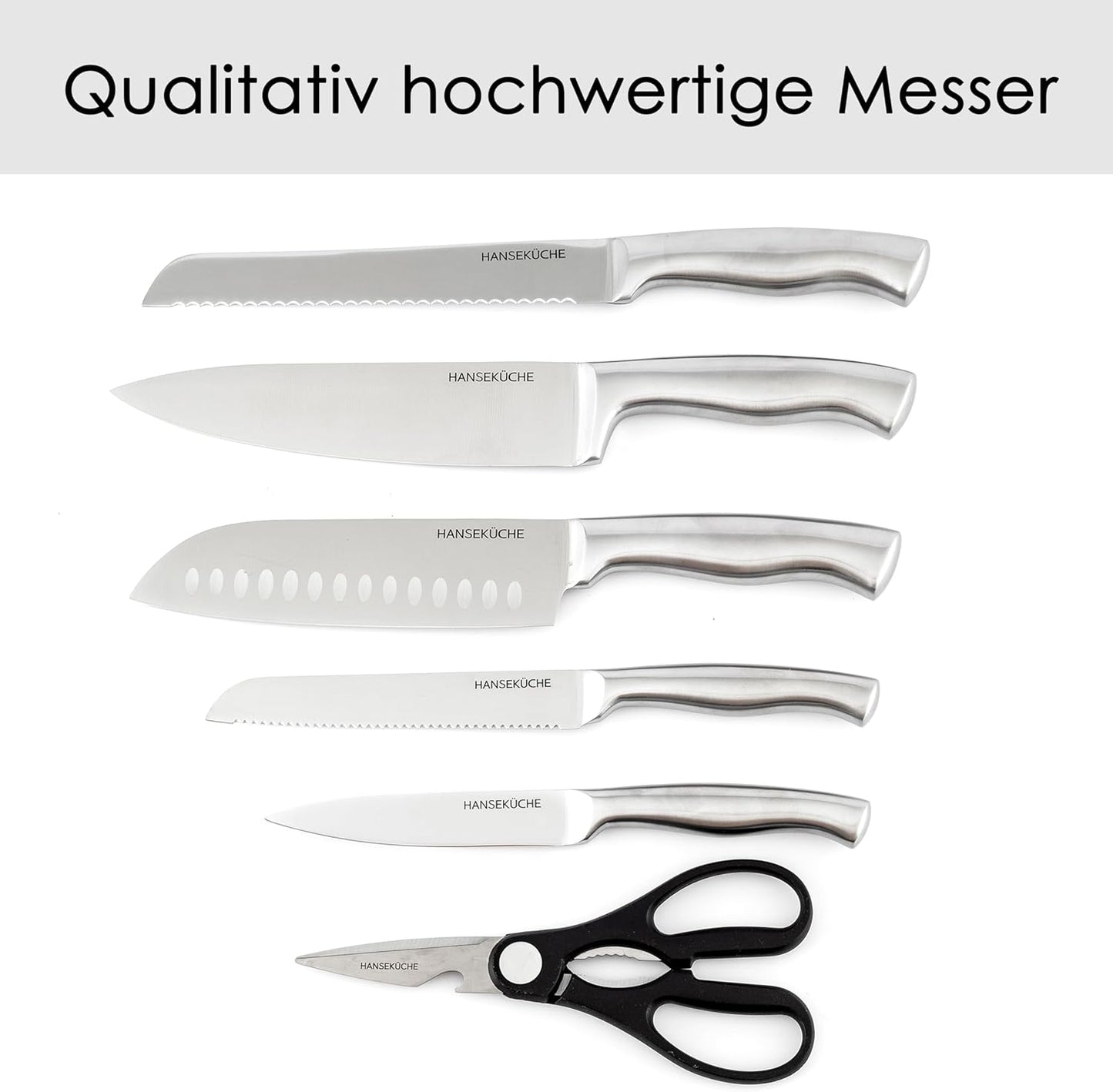 HMB-001 Messerblock-Set, Mit Messern aus Edelstahl